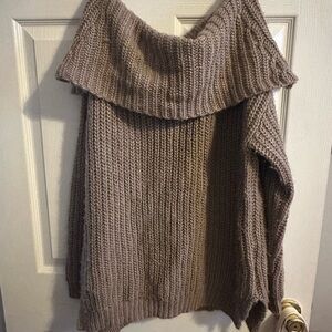 ILLA ILLA Taupe Off-the-Shoulder Sweater